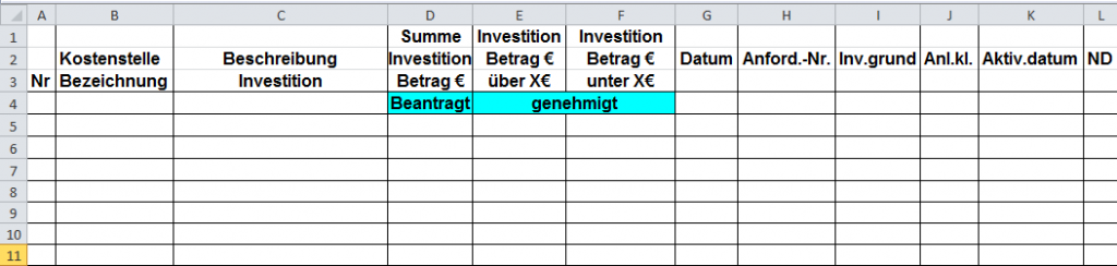 SAP IM Investitionsprojekte Upload von Excel-File