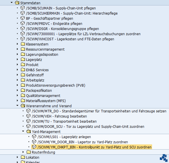 SAP EWM Kontrollpunkte Easy Access