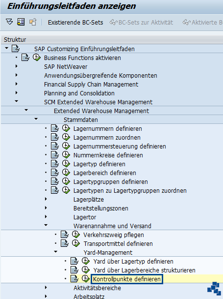 SAP EWM Kontrollpunkte Customizing