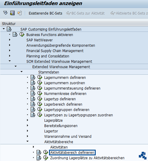 SAP EWM Aktivitätsbereich definieren Customizing