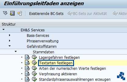 SAP EWM Zuordnung von Aktivitäten zu Textarten EHS Customizing