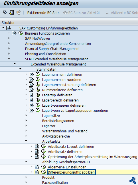 SAP EWM Abbildung Geschaeftspartner Differenzierungssuffix abbilden Customizing