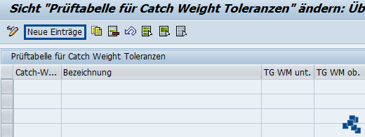 SAP EWM Catch Weight Toleranzgruppen definieren neuer Eintrag