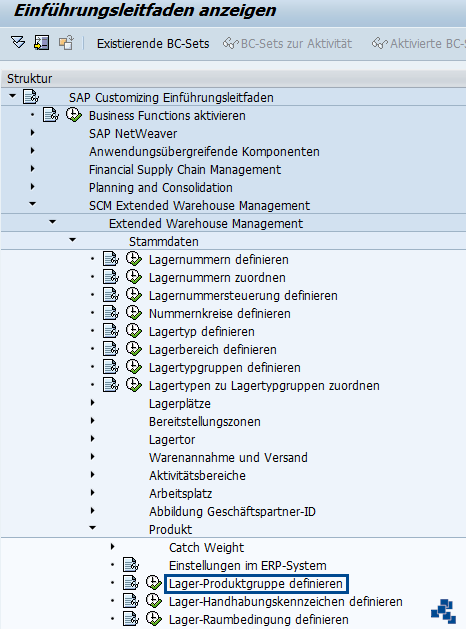 SAP EWM Lager-Produktgruppe definieren Customizing