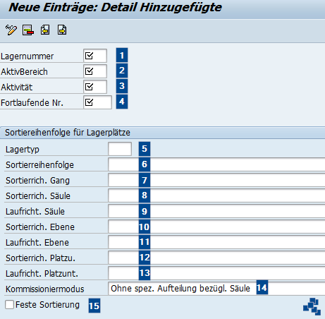 SAP EWM Sortierreihenfolge für Aktivitätsbereich definieren