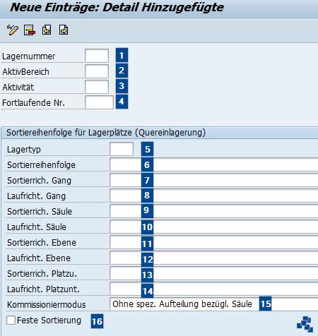 SAP EWM Sortierreihenfolge Quereinlagerung definieren