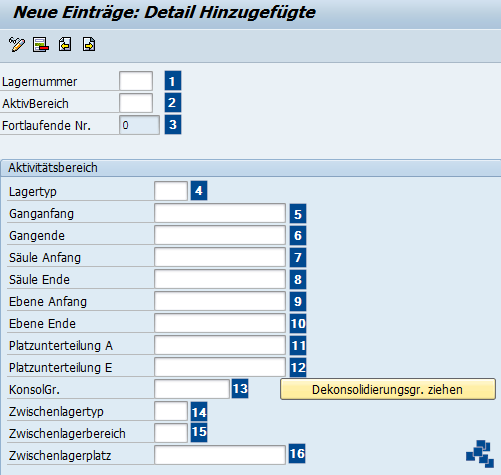 SAP EWM Zuordnung Lagerplätze zu Aktivitätsbereichen