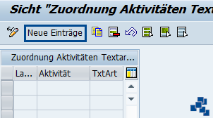 SAP EWM Zuordnung von Aktivitäten zu Textarten neuer Eintrag