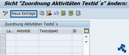 SAP EWM Zuordnung von Aktivitäten zu Textidentifikationen neuer Eintrag