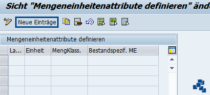 SAP EWM Attribute für Mengeneinheit definieren neuer Eintrag