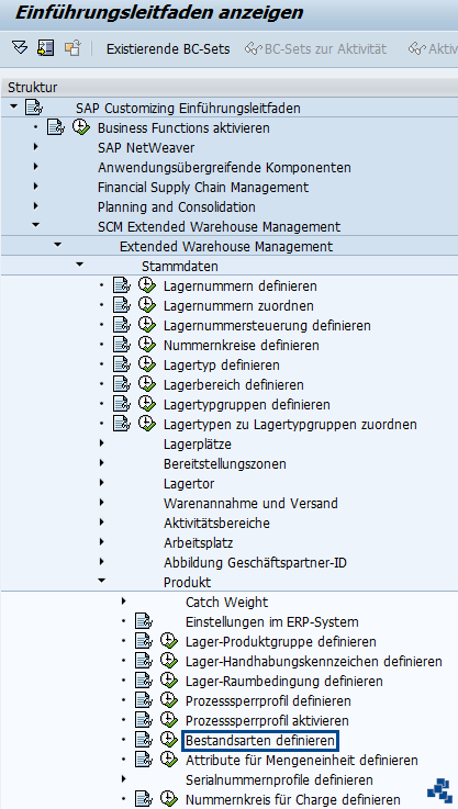 SAP EWM Bestandsarten Customizing