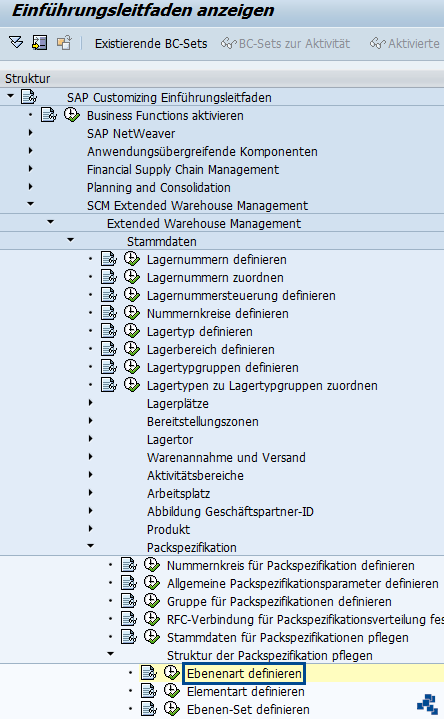 SAP EWM Ebenenart definieren Customizing