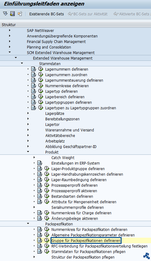 SAP EWM Gruppe für Packspezifikationen definieren Customizing