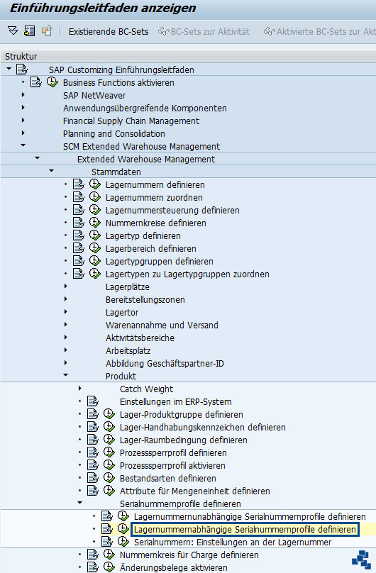 SAP EWM Lagernummernabhaengige Serialnummernprofile definieren Customizing
