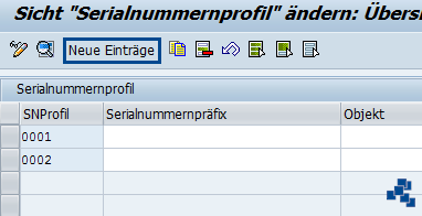 SAP EWM Lagernummernunabhängige Serialnummernprofile definieren neuer Eintrag