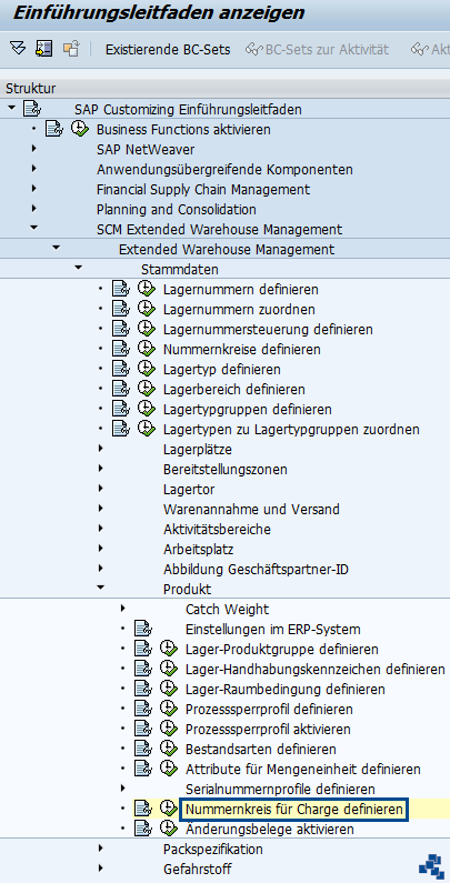SAP EWM Nummernkreis fuer Charge definieren Customizing