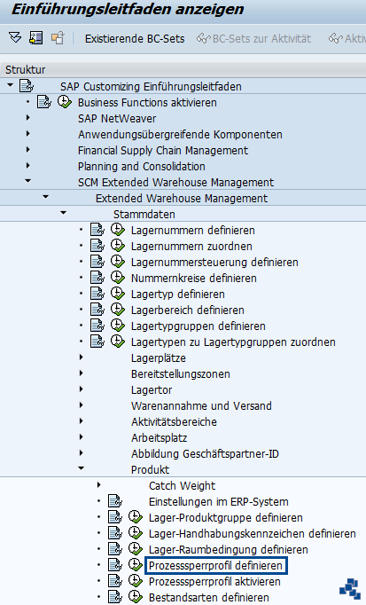 SAP EWM Prozesssperrprofil definieren Customizing