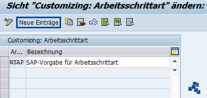SAP EWM Arbeitsschrittart definieren neuer Eintrag