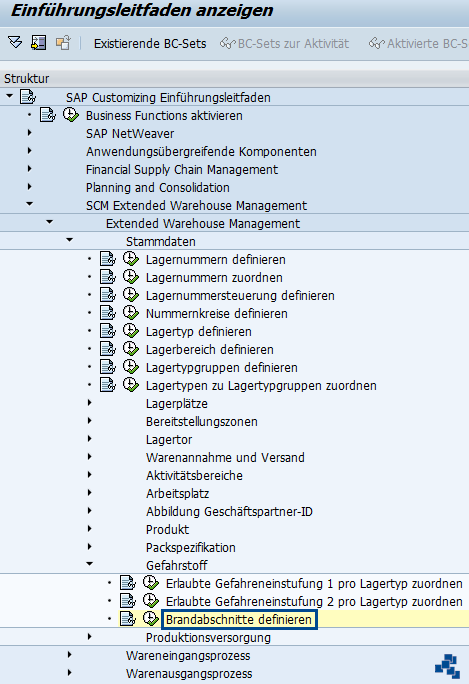 SAP EWM Brandabschnitte definieren_Customizing