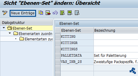 SAP EWM Ebenen-Set definieren neuer Eintrag