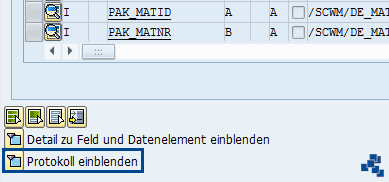 SAP EWM Feldkatalog anlegen Protokollbereich