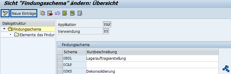 SAP EWM Findungsschema definieren_neuer Eintrag