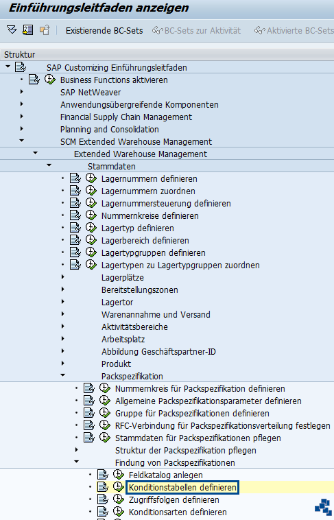SAP EWM Konditionstabellen definieren Customizing