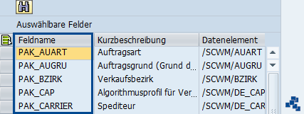 SAP EWM Konditionstabellen definieren Felder