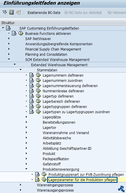 SAP EWM Lagerparameter für die Produktion pflegen_Customizing