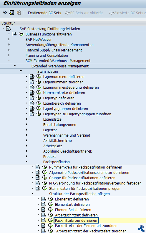 SAP EWM Packmittelarten definieren Customizing