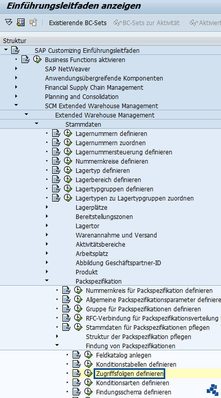 SAP EWM Zugriffsfolgen definieren Customizing