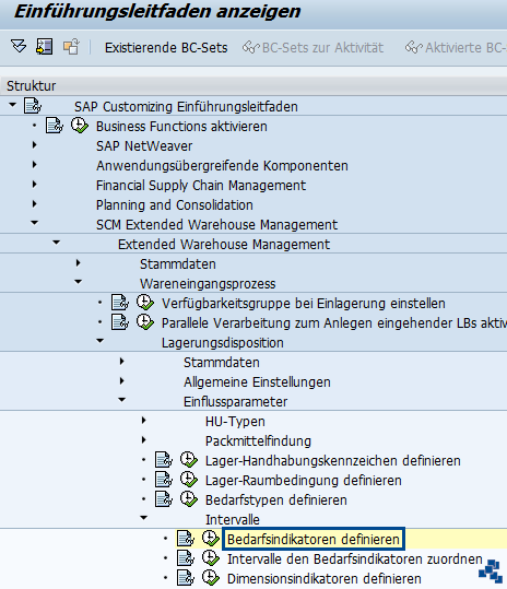 SAP EWM Bedarfsindikatoren definieren_Customizing