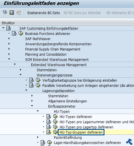 SAP EWM HU-Typ-Gruppen definieren_Customizing