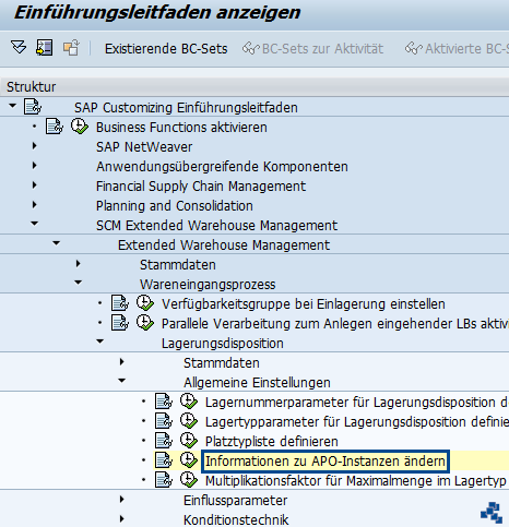 SAP EWM Informationen zu APO-Instanzen ändern_Customizing