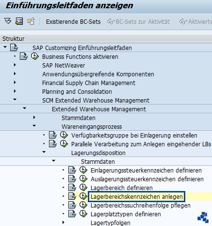 SAP EWM Lagerbereichskennzeichen anlegen_Customizing