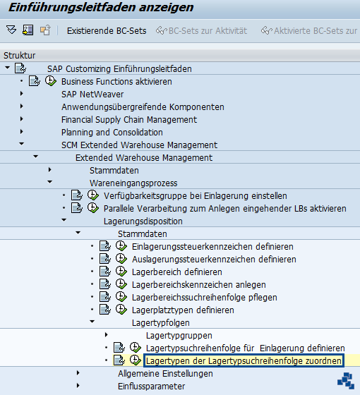 SAP EWM Lagertypen der Lagertypsuchreihenfolge zuordnen_Customizing