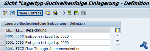 SAP EWM Lagertypsuchreihenfolge für Einlagerung definieren_neuer Eintrag
