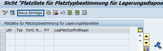 SAP EWM Platztypliste definieren_neuer Eintrag
