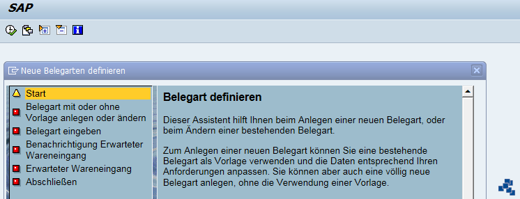SAP EWM Belegarten für erwarteten Wareneingang mit Assistent definieren