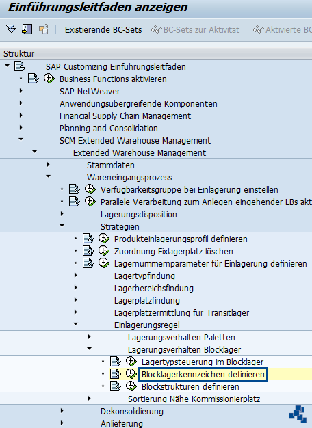 SAP EWM Blocklagerkennzeichen definieren_Customizing
