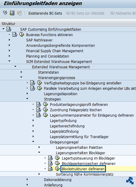 SAP EWM Blockstrukturen definieren_Customizing