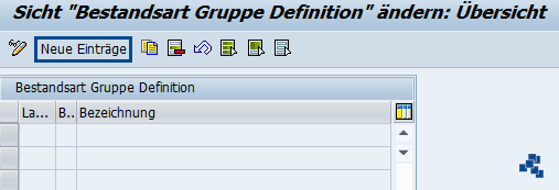 SAP EWM Gruppe der Bestandsart definieren_neuer Eintrag