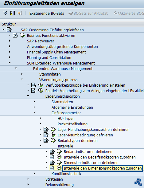 SAP EWM Intervalle den Dimensionsindikatoren zuordnen_Customizing