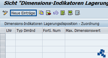 SAP EWM Intervalle den Dimensionsindikatoren zuordnen_neuer Eintrag