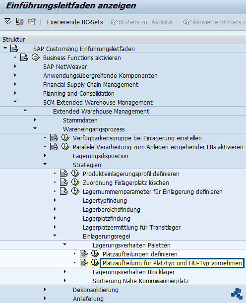 SAP EWM Platzaufteilung für Platztyp und HU-Typ vornehmen_Customizing
