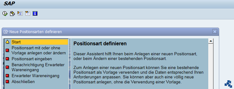 SAP EWM Positionsarten für erwarteten Wareneingang mit Assistent definieren
