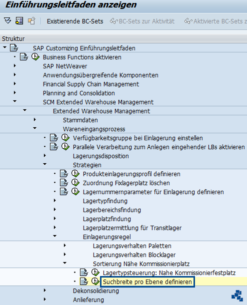 SAP EWM Suchbreite pro Ebene definieren_Customizing