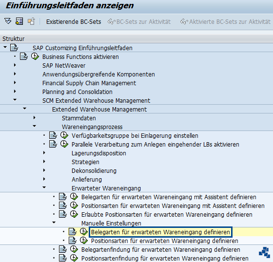 SAP EWM Belegarten für erwarteten Wareneingang definieren_Customizing