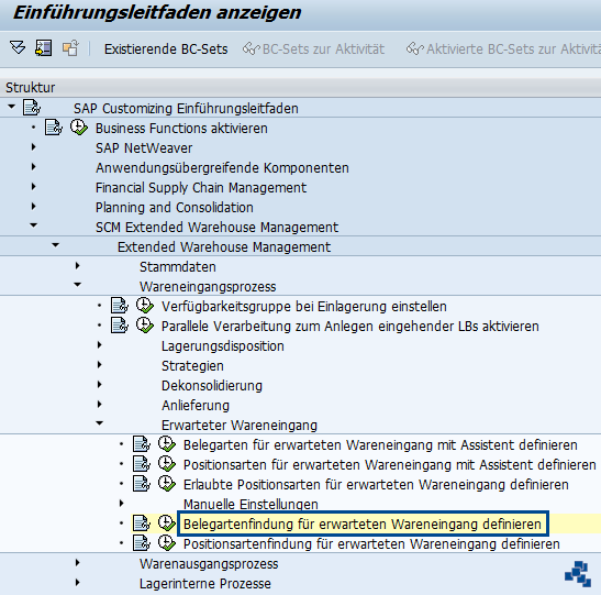 SAP EWM Belegartenfindunür erwarteten Wareneingang definieren_Customizing