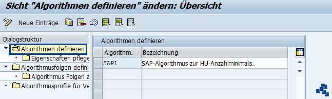SAP EWM Algorithmusprofile fuer Verpackungsplanung definieren_neuer Eintrag